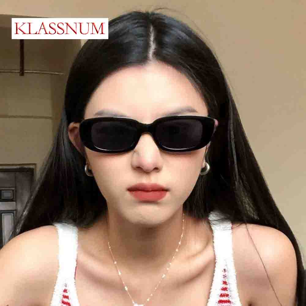 Street Fashion Shoot - Fashion Small Square Frame Black Sunglasses