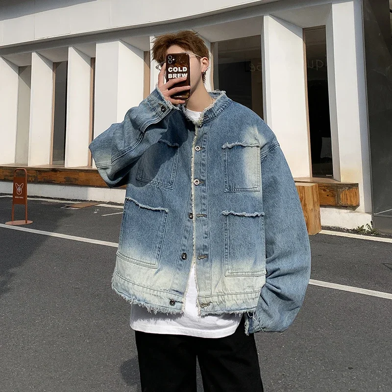 American Retro Hip Pop Raw Edg - đánh giá và giá Street Fashion Jacket Men