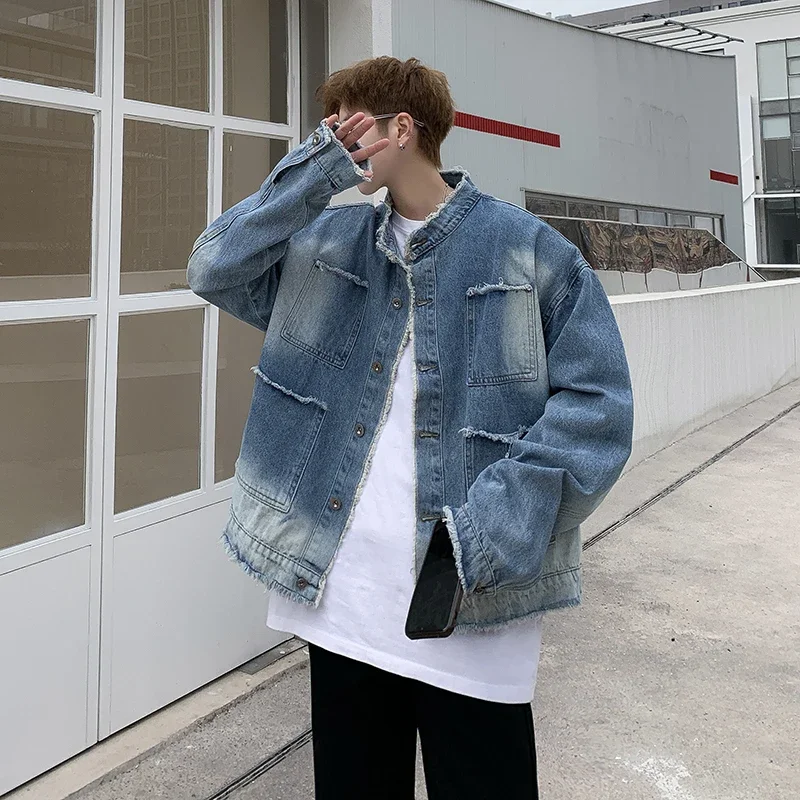 American Retro Hip Pop Raw Edg - đánh giá và giá Street Fashion Jacket Men