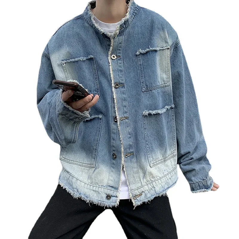 American Retro Hip Pop Raw Edg - đánh giá và giá Street Fashion Jacket Men