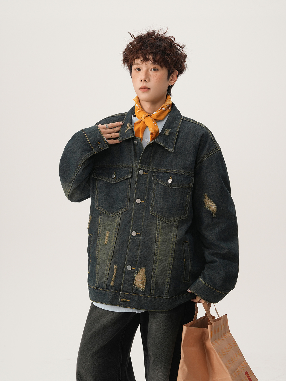 American High Street Ripped De - đánh giá và giá Street Fashion Jacket Men