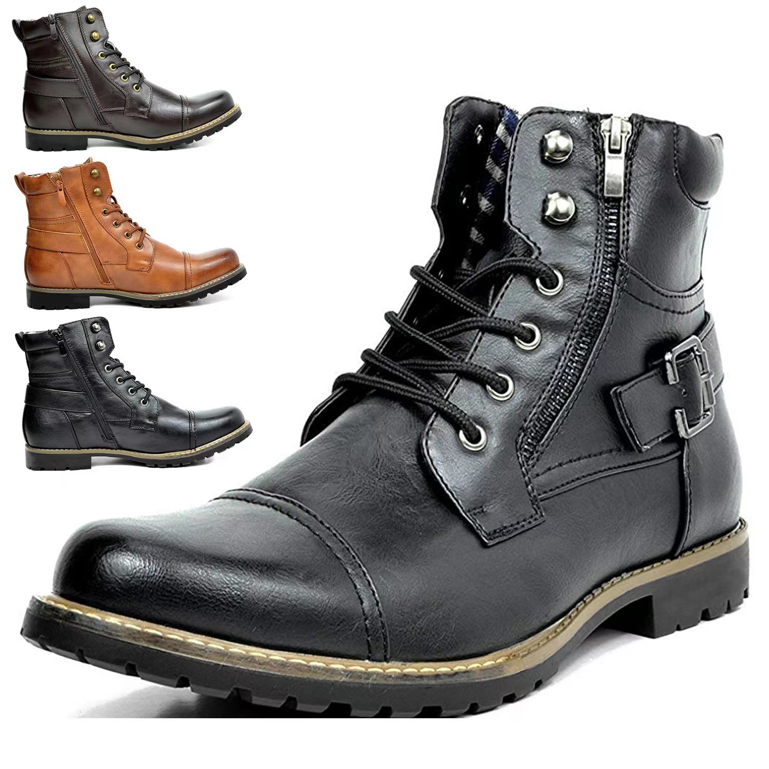 Men's Multi-Color Leather Ankl - đánh giá và giá Street Fashion Look