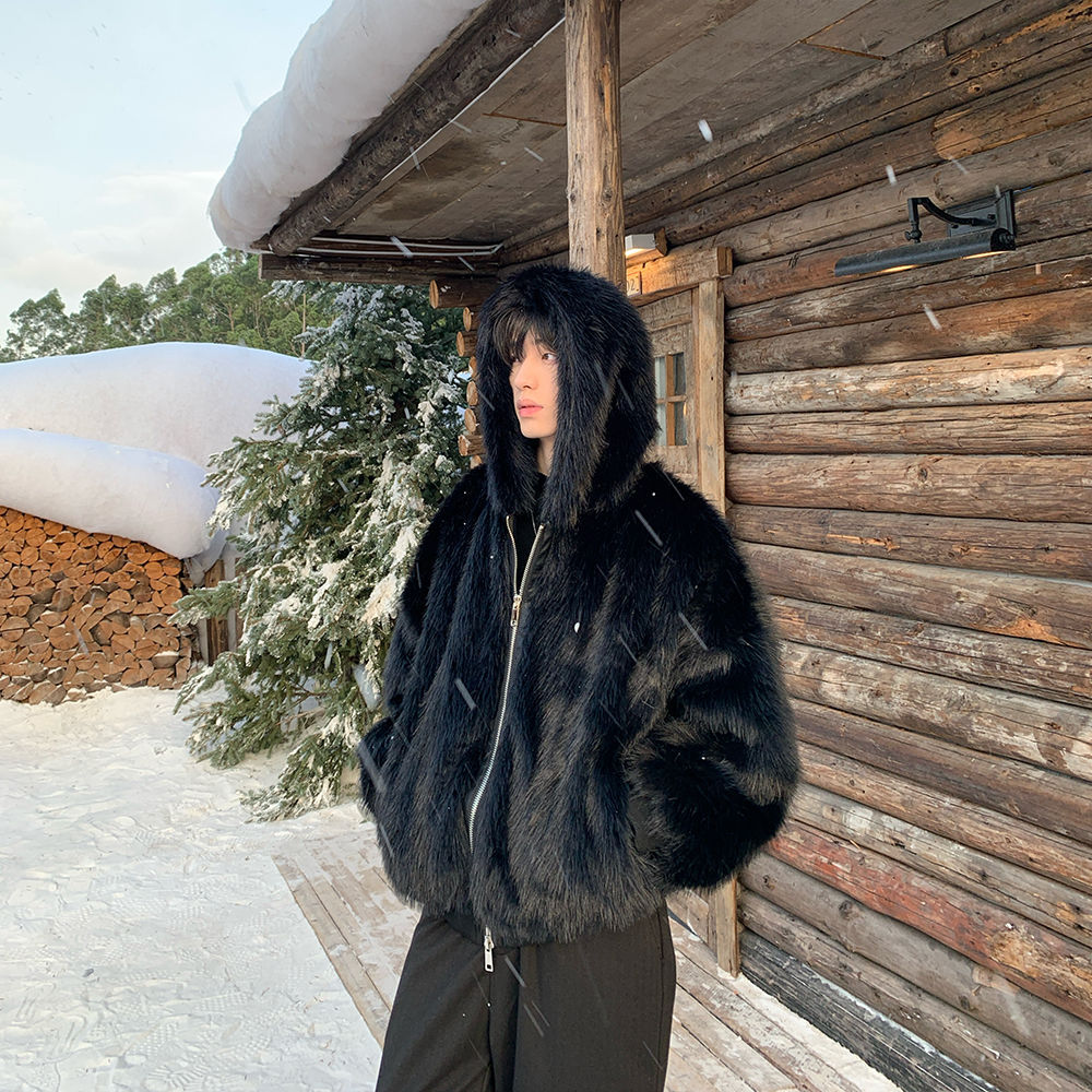 Men Faux Fur Coats Jackets Hoo - đánh giá và giá Street Fashion Jacket Men