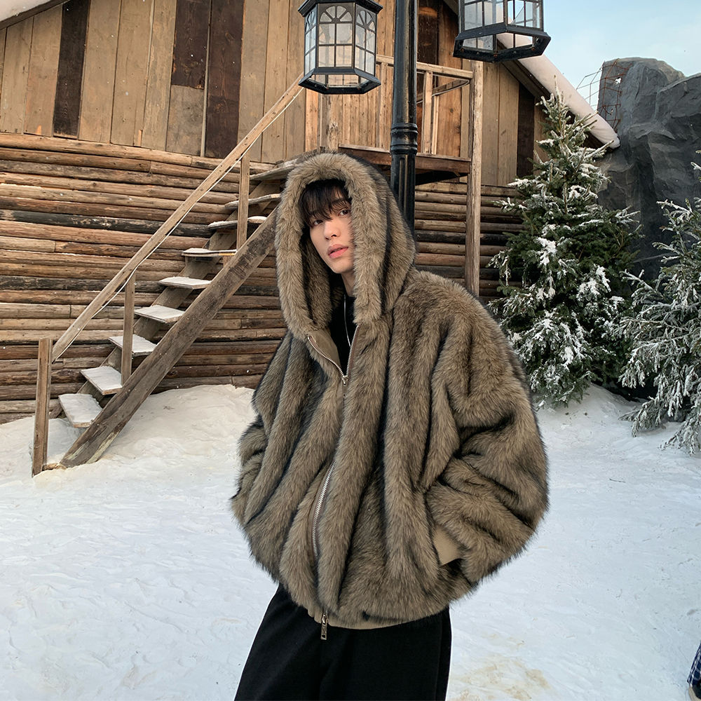 Men Faux Fur Coats Jackets Hoo - đánh giá và giá Street Fashion Jacket Men