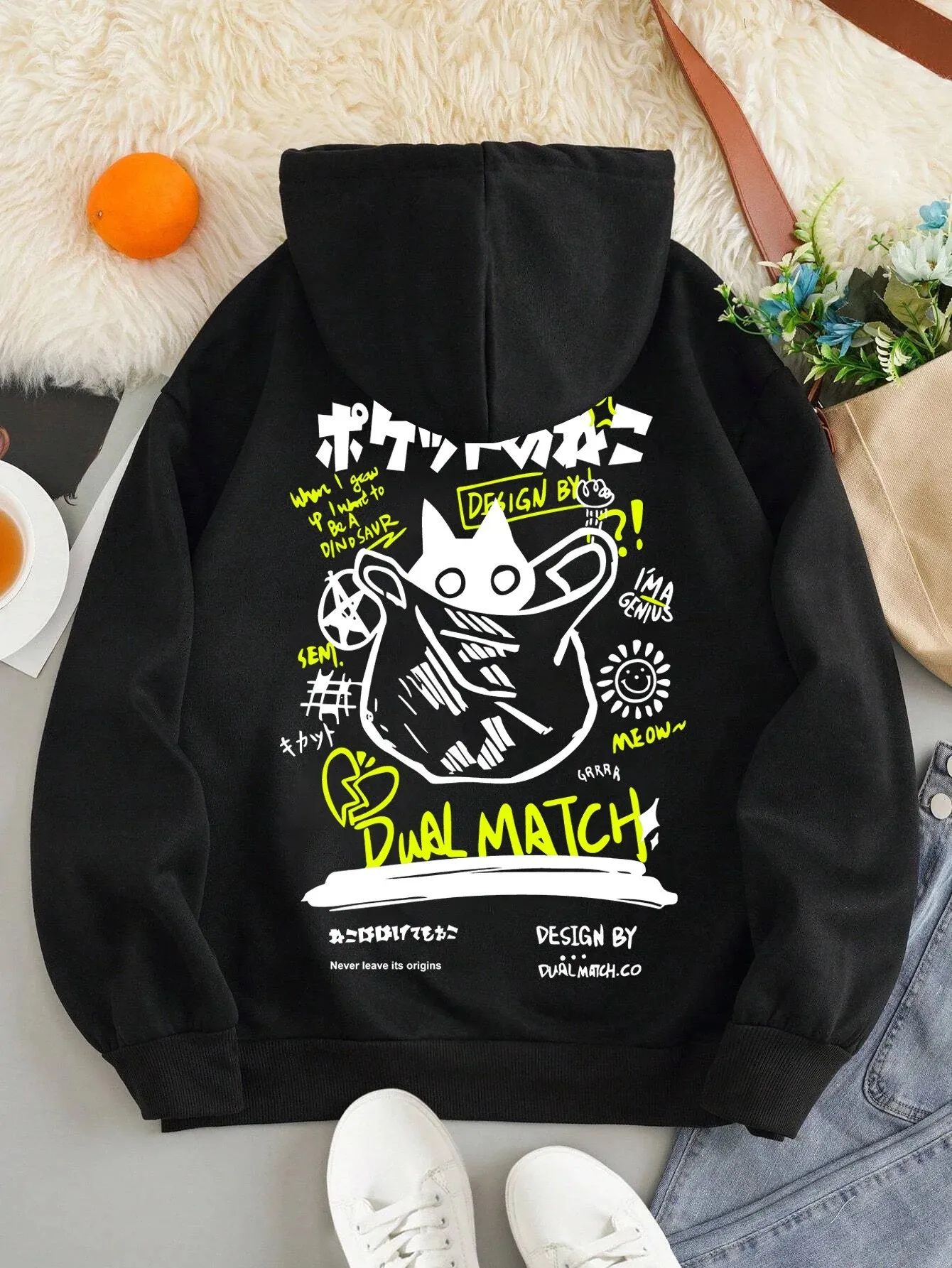 Japan Style Black Cat Hoodie M - đánh giá và giá Street Fashion Of Japan