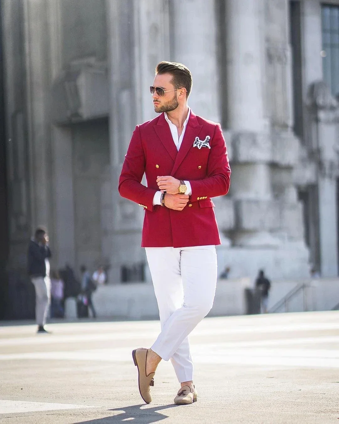Red Jacket White Pant Double B - đánh giá và giá Street Fashion Jacket Men