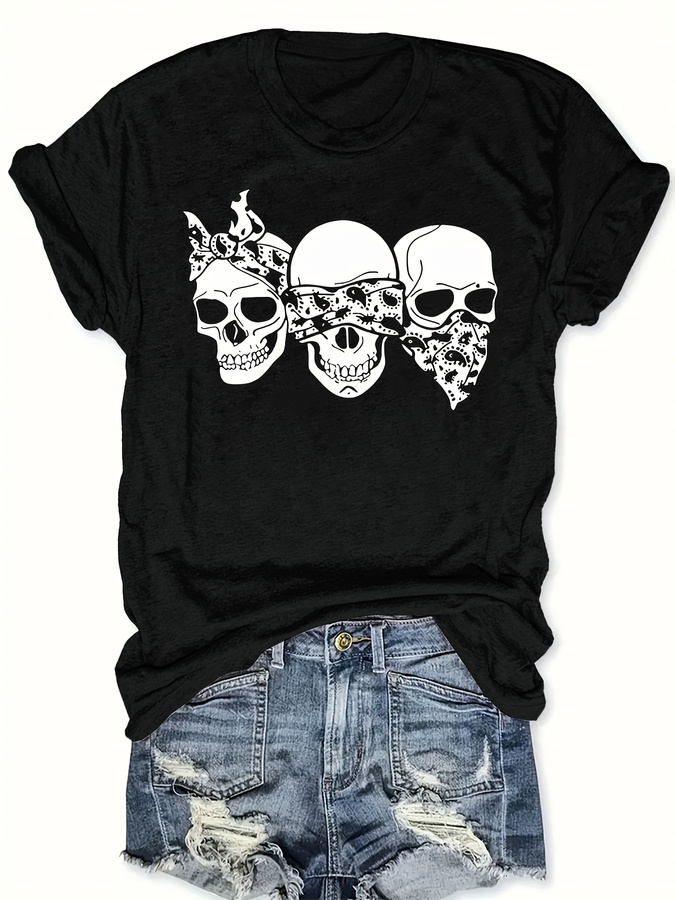 Happy Cartoon Skull T-Shirt, L - đánh giá và giá Street Fashion Trend 2025
