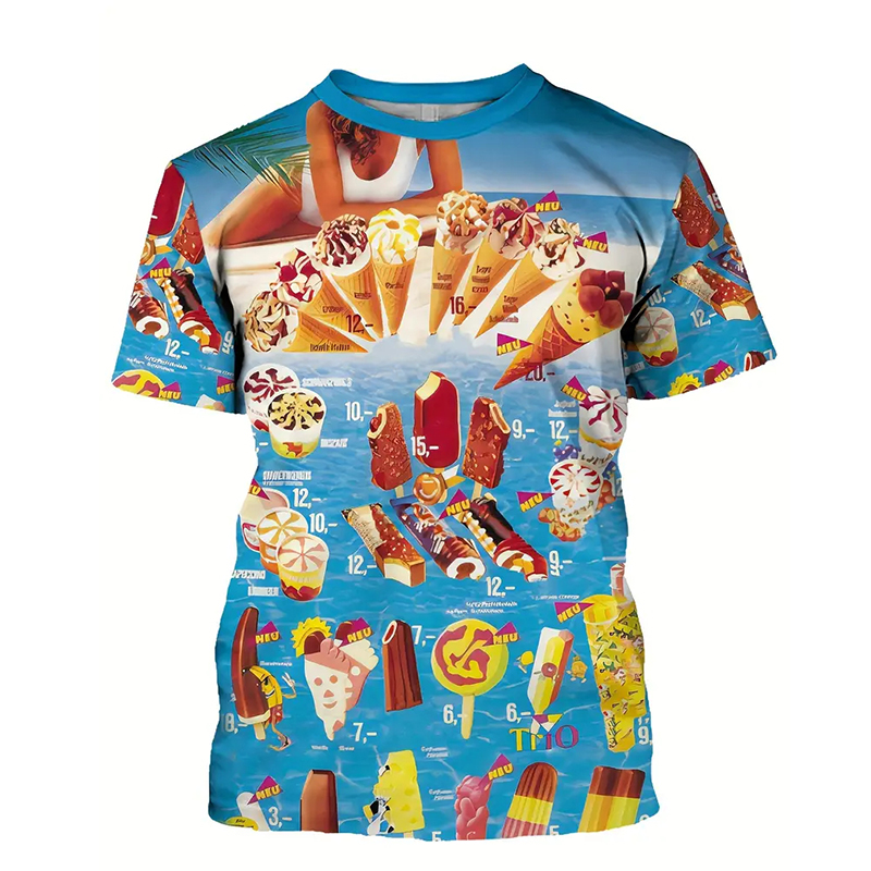Ice Cream Color Fashion T-shir - đánh giá và giá Street Fashion Trend 2025