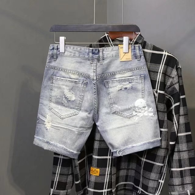 Summer Men's Worn Bead Hole Be - đánh giá và giá Street Fashion Jeans
